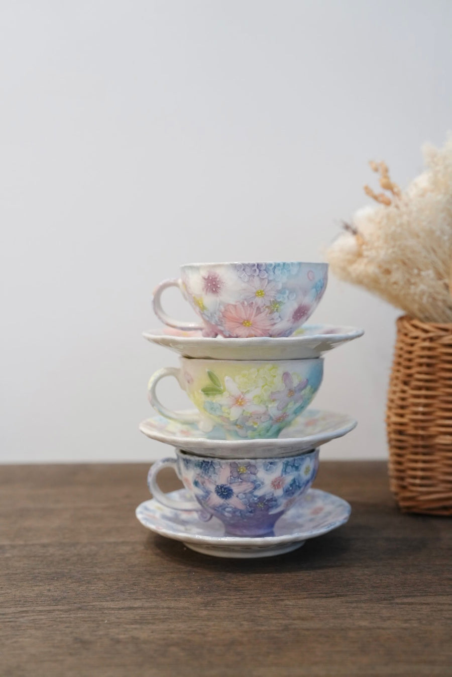 Seto Ware Flower Coffee Cup With Saucer