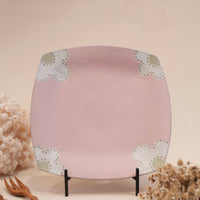 Kei Mitsumochi ミツ持啓 24cm Square Plate - Pink Flower KM23