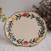 Nakagaki Tomoko Water Color Hand Painted Flower Shaped Plate - KP10 #5