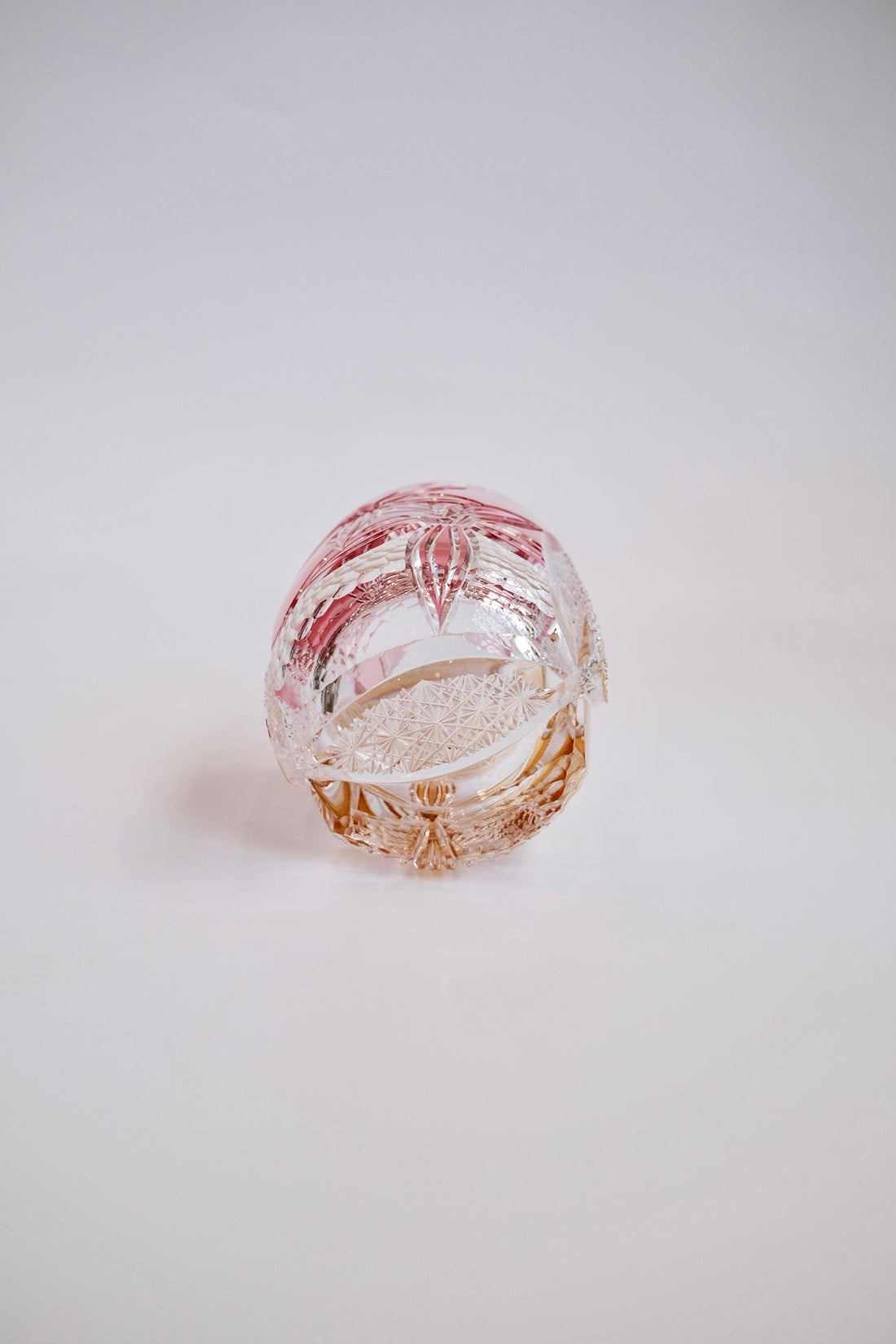 Edo Kiriko Whisky Glass Rock Glass "Flower" Yellow/Red by Junichi Nabetani, Master of traditional crafts