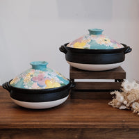 Setoware Flower Donabe Claypot - Sky