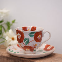 Seto Ware Flower Coffee Mug and Saucer Set