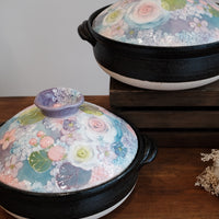 Setoware Flower Donabe Claypot - Rose Garden