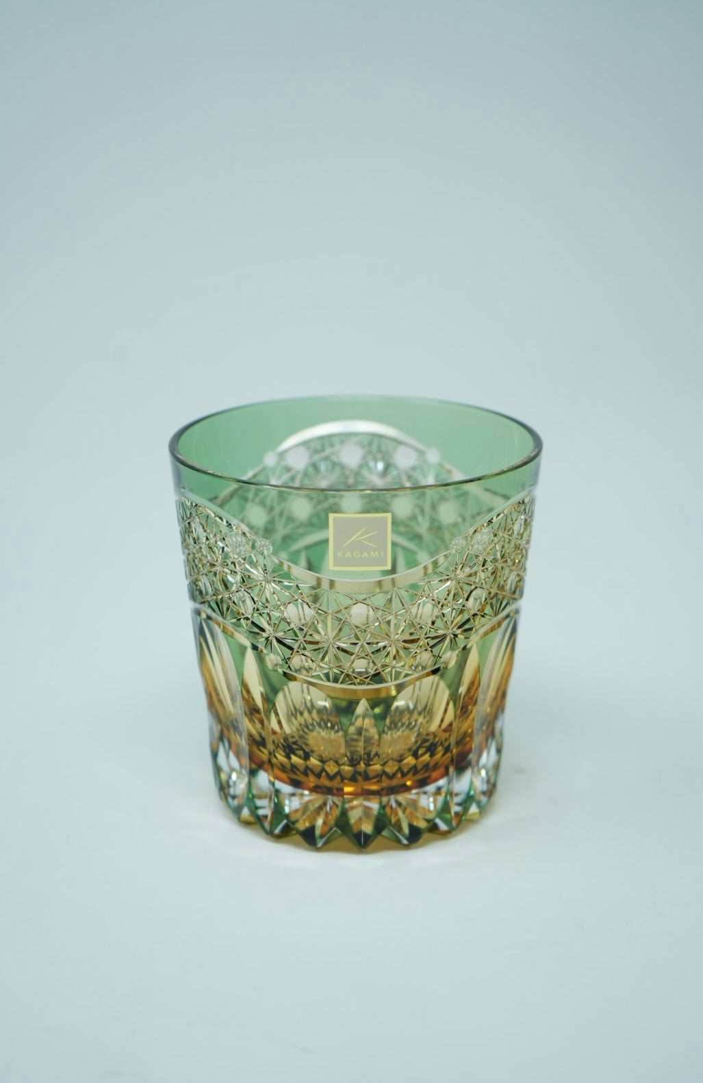 Kagami Crystal - Whiskey Glass, Edo Kiriko Kasaneirome "Gyoko (morning light)" by Satoshi Nabetani