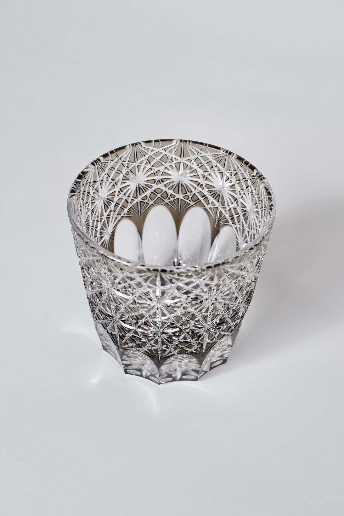 Edo Kiriko Whisky Glass Rock Glass "Large Chrysanthemum" Black by Junichi Nabetani, Master of traditional crafts
