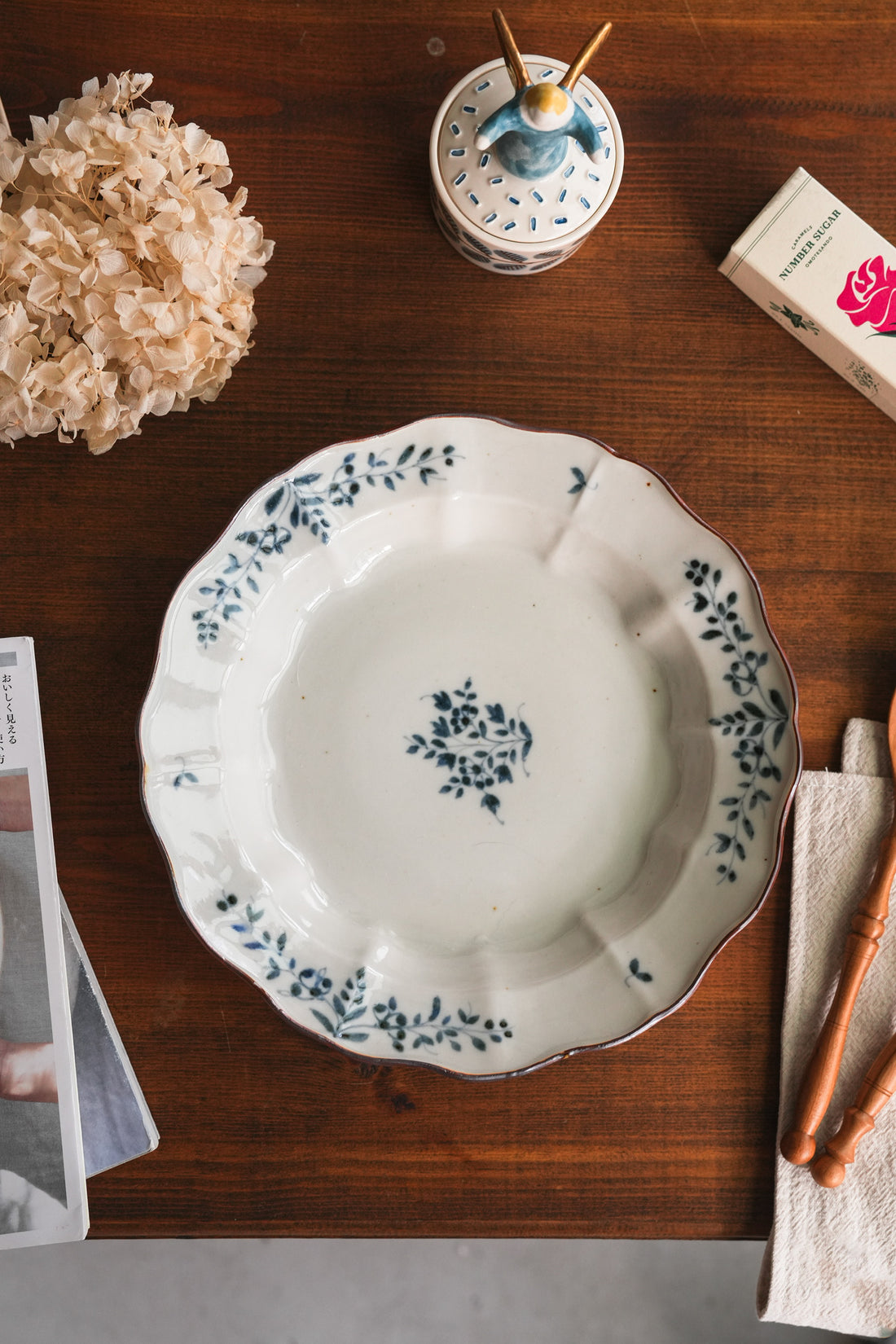 Kazuaki Shimura 志村和晃- Sometsuke Floral Rim 7.5" Plate KAS01