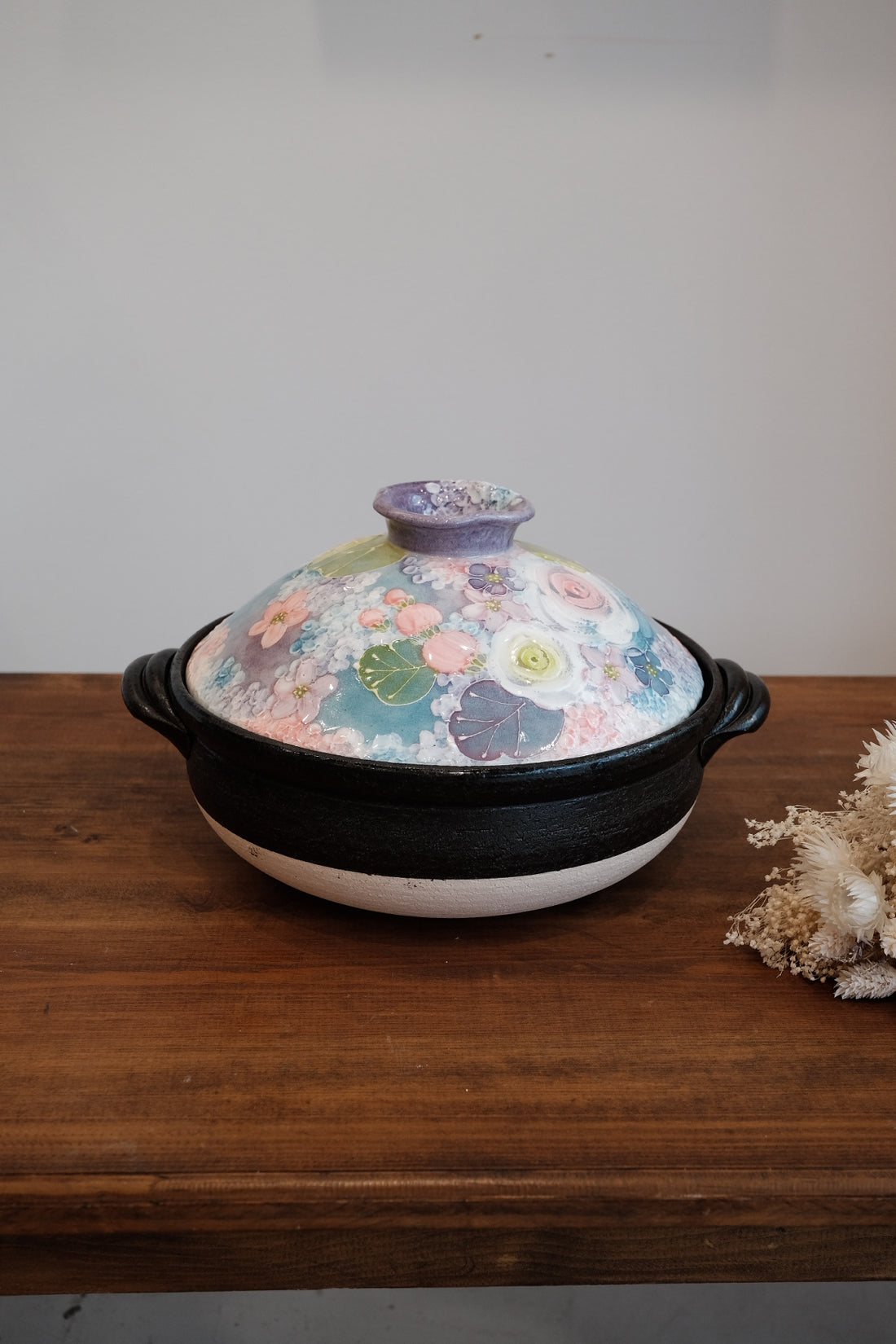 Setoware Flower Donabe Claypot - Rose Garden