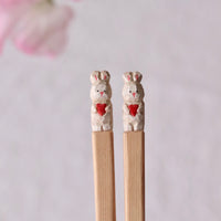 Ayataro Chopsticks - White Rabbit with Heart- aya05