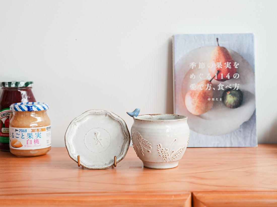 Satomi Motohashi 本橋里美 Bird Mug and Saucer - White SM16