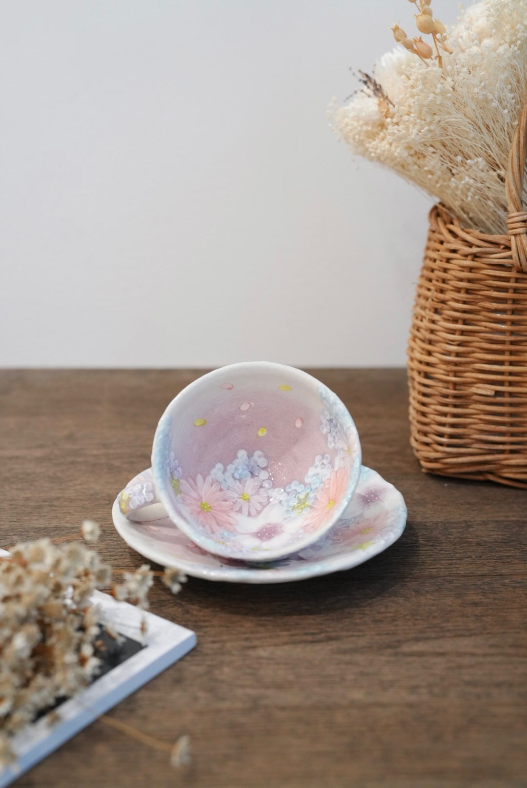 Seto Ware Flower Coffee Cup With Saucer