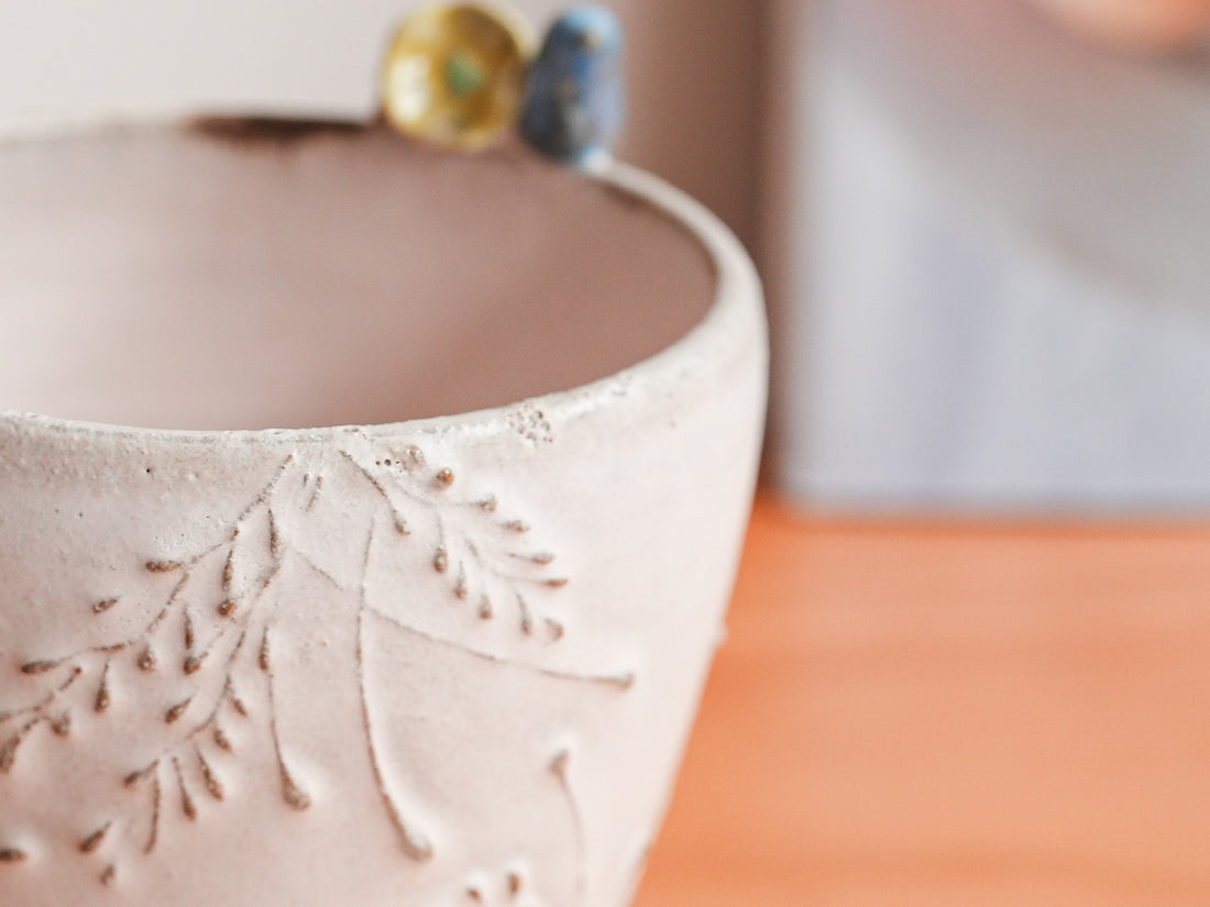 Satomi Motohashi 本橋里美 Bird and Flower Cup and Saucer SM17