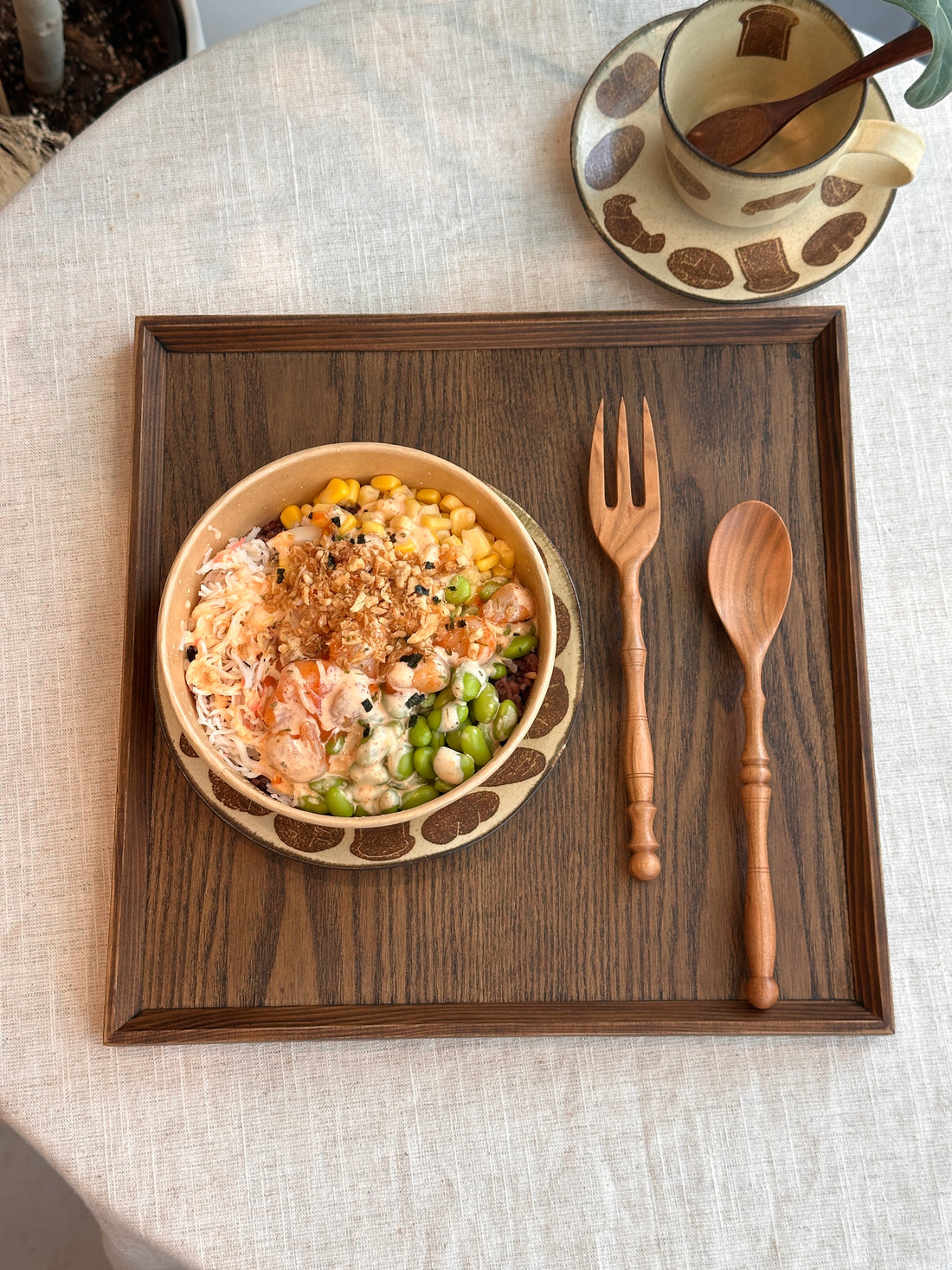 Non-Slip Surface Natural Wood Serving Tray