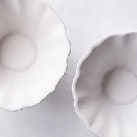Mashiko Pottery Yoshizawa White Flower Shaped Bowl