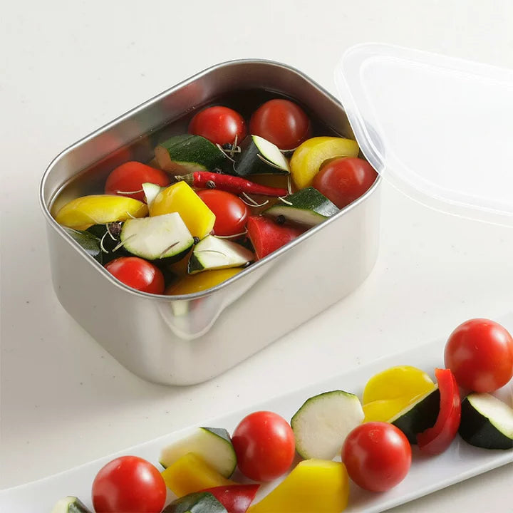 Japan Tsubame Shimomura Stainless Container Deep Rectangular Tray with Lid (Medium)