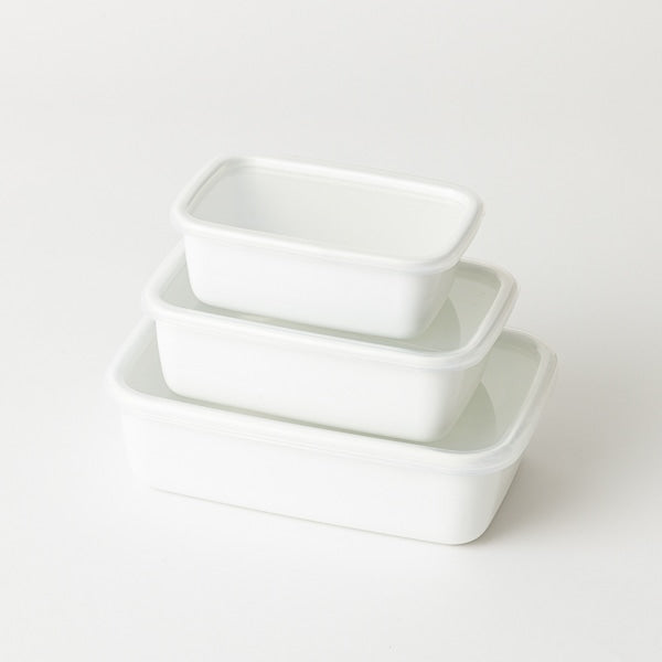Noda Horo White Series Enamel Food Container