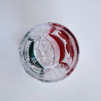 Edo Kiriko Whisky Glass Rock Glass "Buttfly with Flower" Green/Red by Junichi Nabetani, Master of traditional crafts