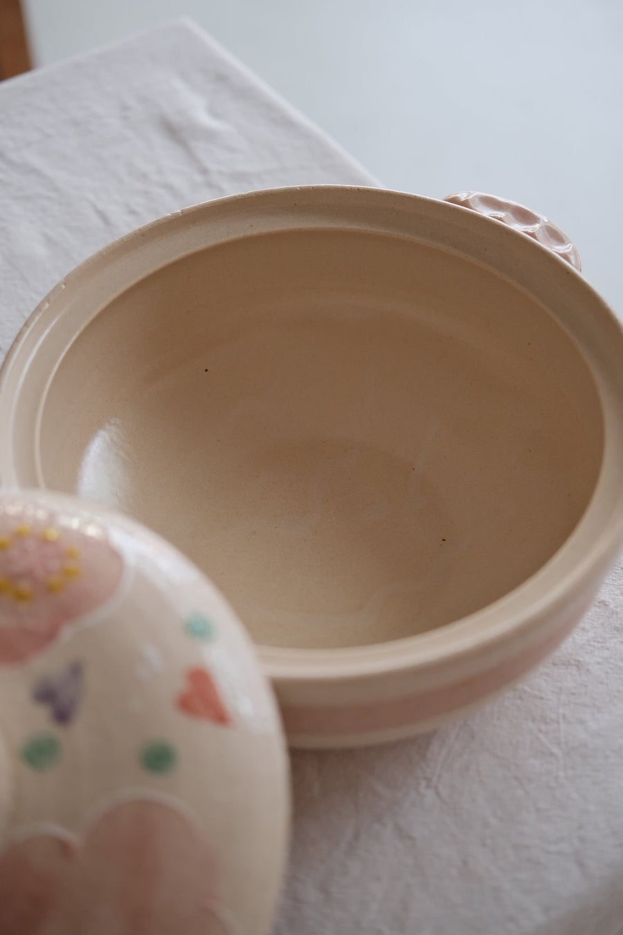 Banko ware Pink Floral Pattern Donabe Clay Pot