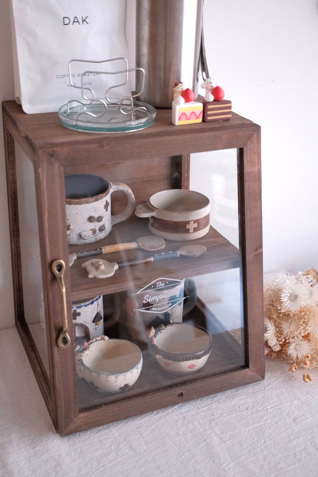 Natural Wood Storage Display Rack - Dark