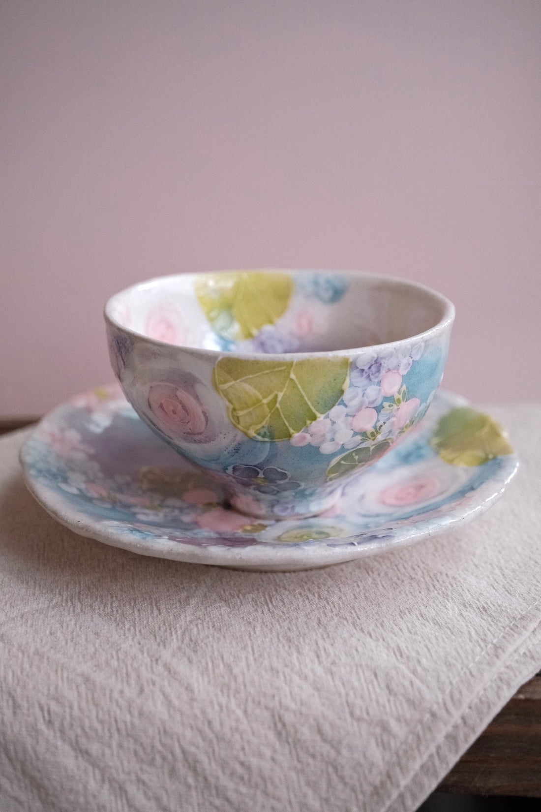 Seto Ware Flower Coffee Cup With Saucer