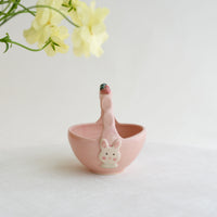 Fumiko Kondo 近藤布美子 - Pink Rabbit Ceramic Basket FK26