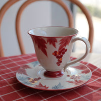 SiShuang Red Grape Coffee Cup w Saucer Set