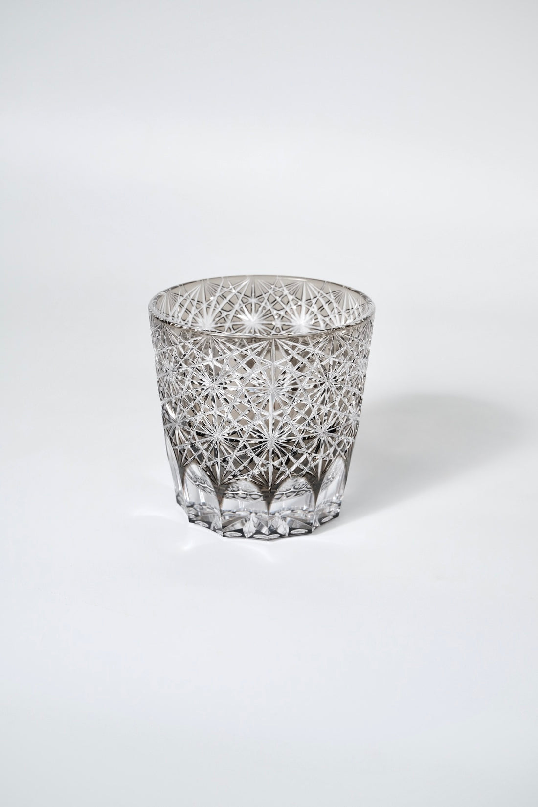 Edo Kiriko Whisky Glass Rock Glass "Large Chrysanthemum" Black by Junichi Nabetani, Master of traditional crafts