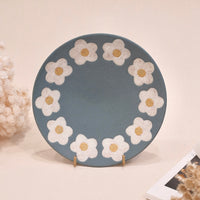Kei Mitsumochi ミツ持啓 Flower Rim Lake Blue Round Plate-Small  KM42