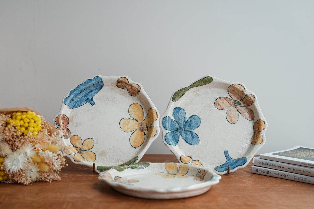 Hapun Pottery 拝志睦子 Flower Plate HP02