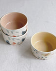 Buncho Pottery Bird and flower soup cup - Yellow