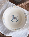 Buncho Pottery 6寸/Wooden horse parakeet deep plate
