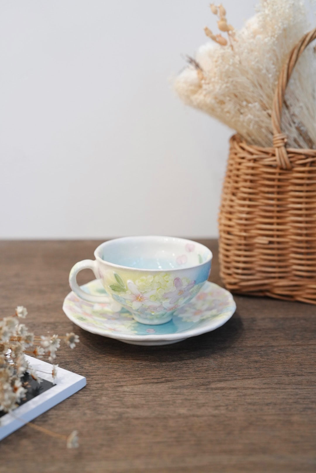 Seto Ware Flower Coffee Cup With Saucer