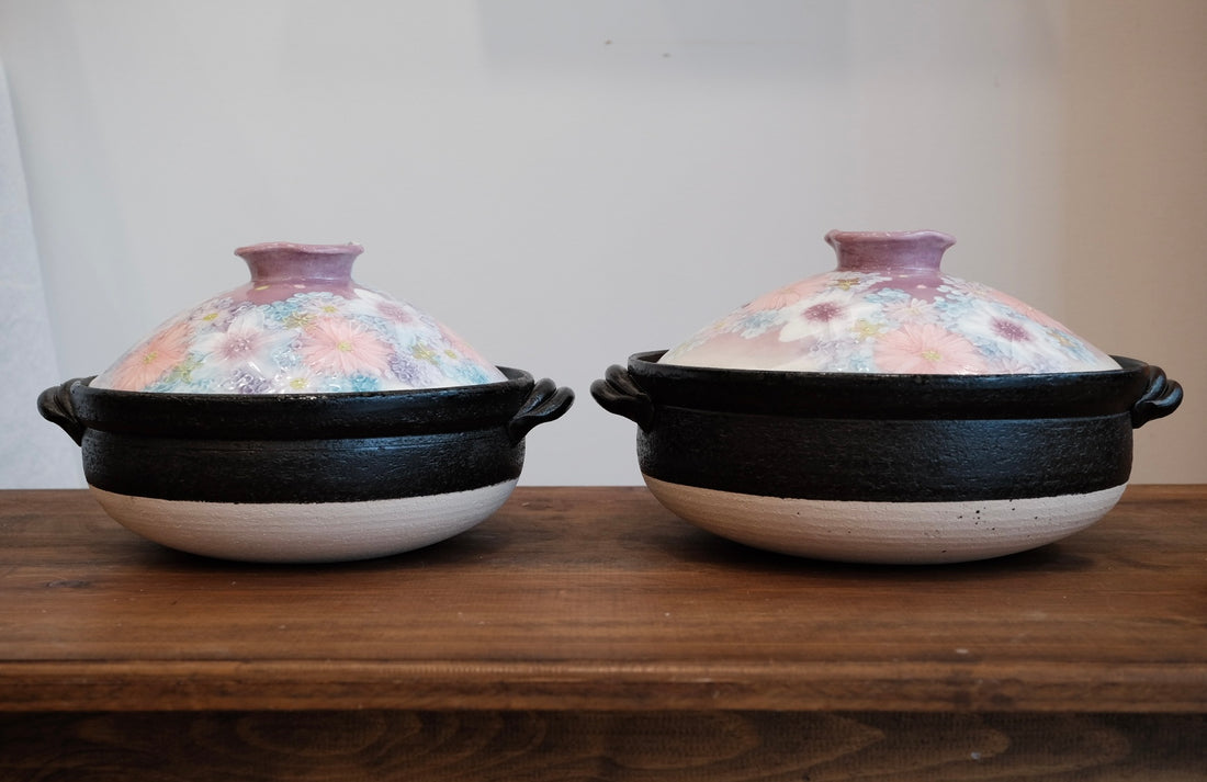 Setoware Flower Donabe Claypot - Purple