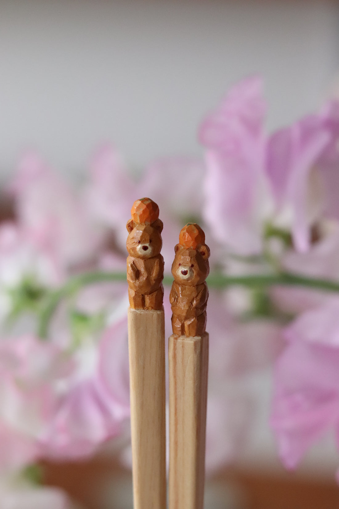 Ayataro Chopsticks - Brown Bear with Orange - aya05