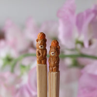 Ayataro Chopsticks - Brown Bear with Orange - aya05