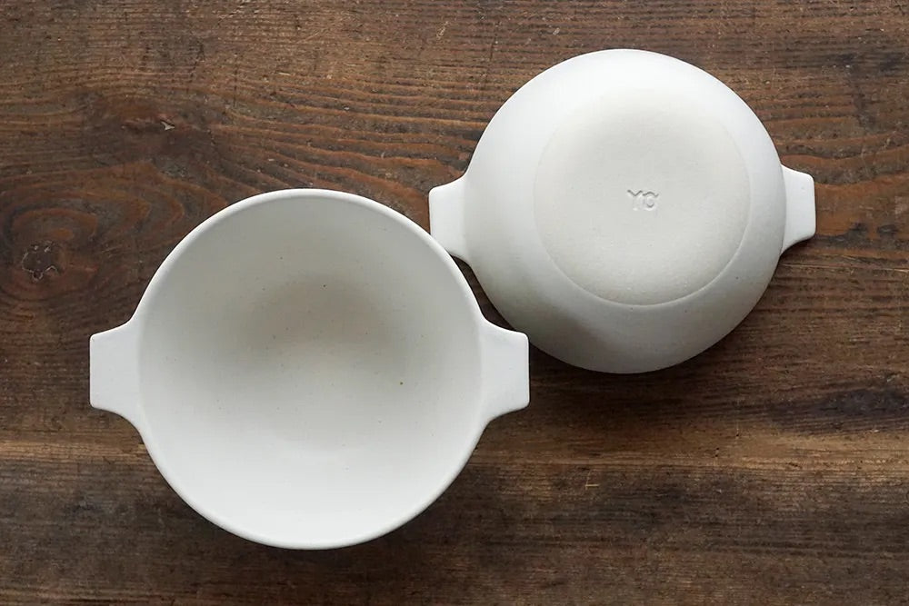 Mashiko Pottery Yoshizawa White Double Ears Soup Bowl