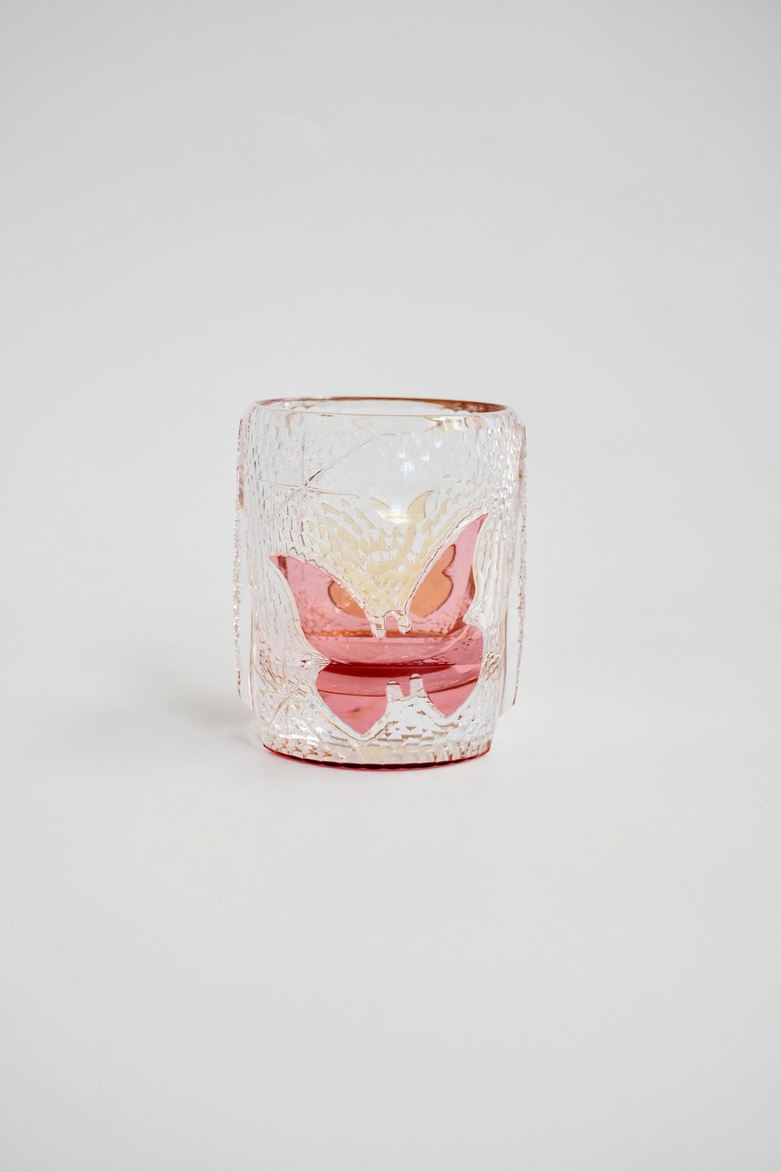 Edo Kiriko Whisky Glass Rock Glass "Butterfly" Yellow/Red by Junichi Nabetani, Master of traditional crafts