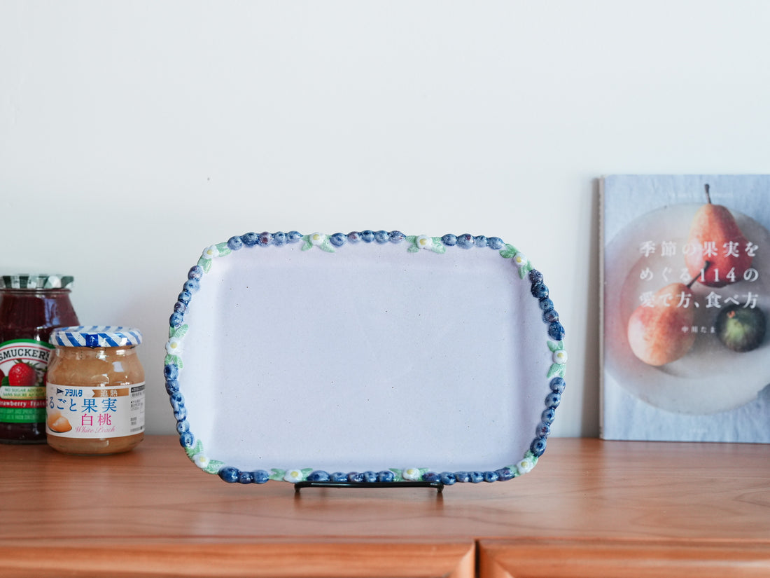 Aiko Miura 三浦愛子 Blue Berry Mug with Rectangle Plate - Purple AM08