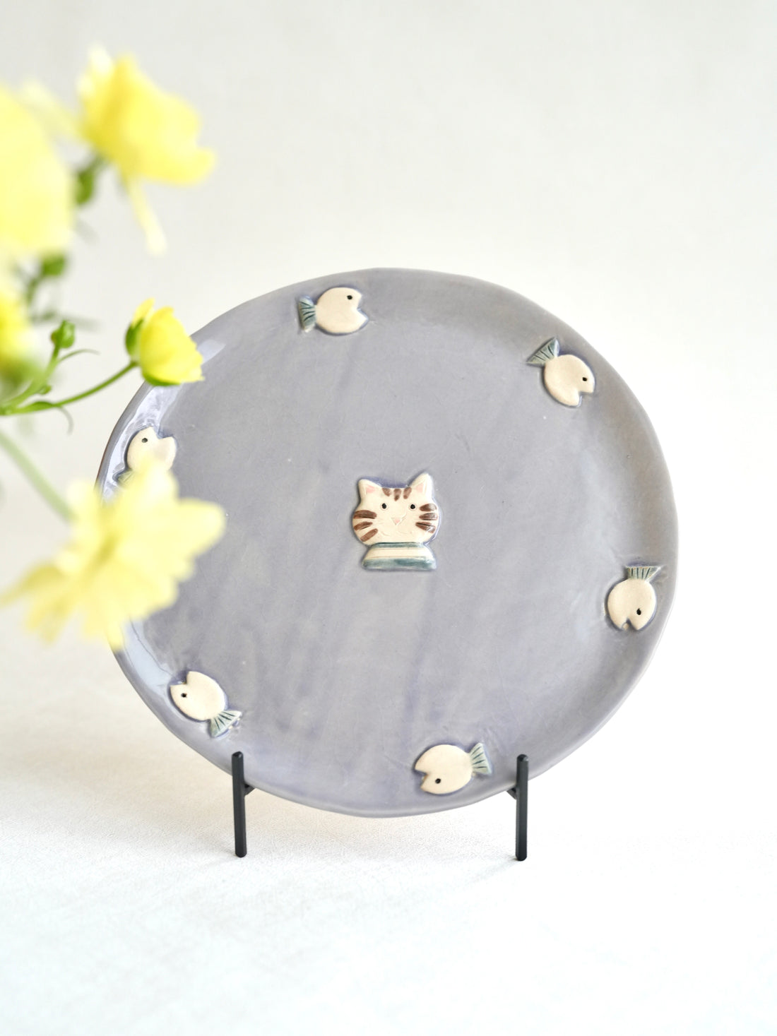 Fumiko Kondo 近藤布美子 - Purple Cat Plate FK13