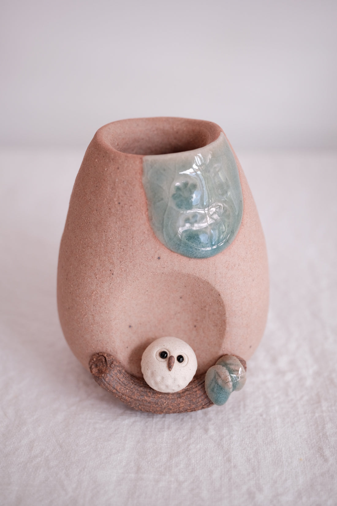 Shigaraki Ware Miniature Owl Vase