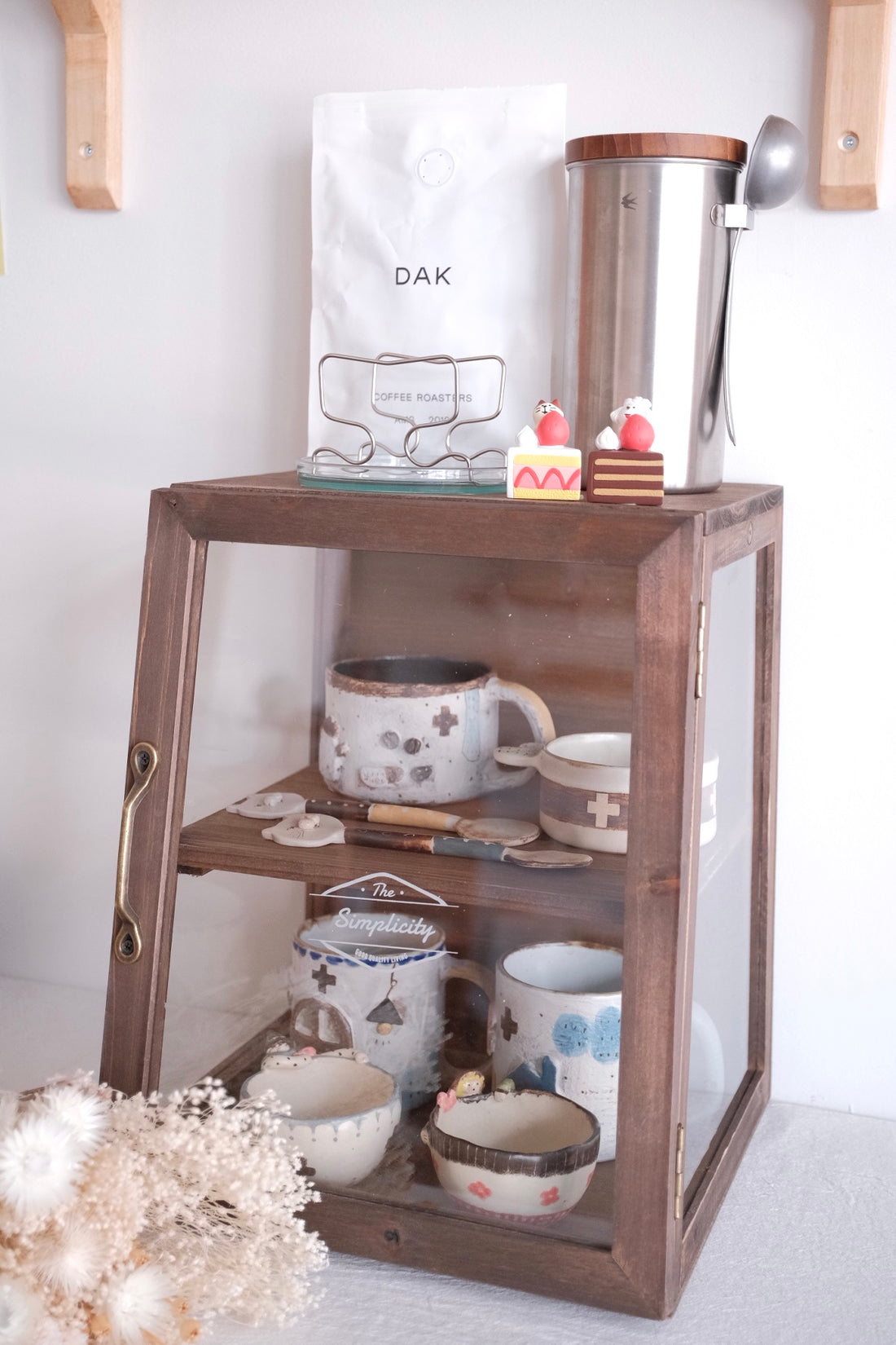 Natural Wood Storage Display Rack - Dark