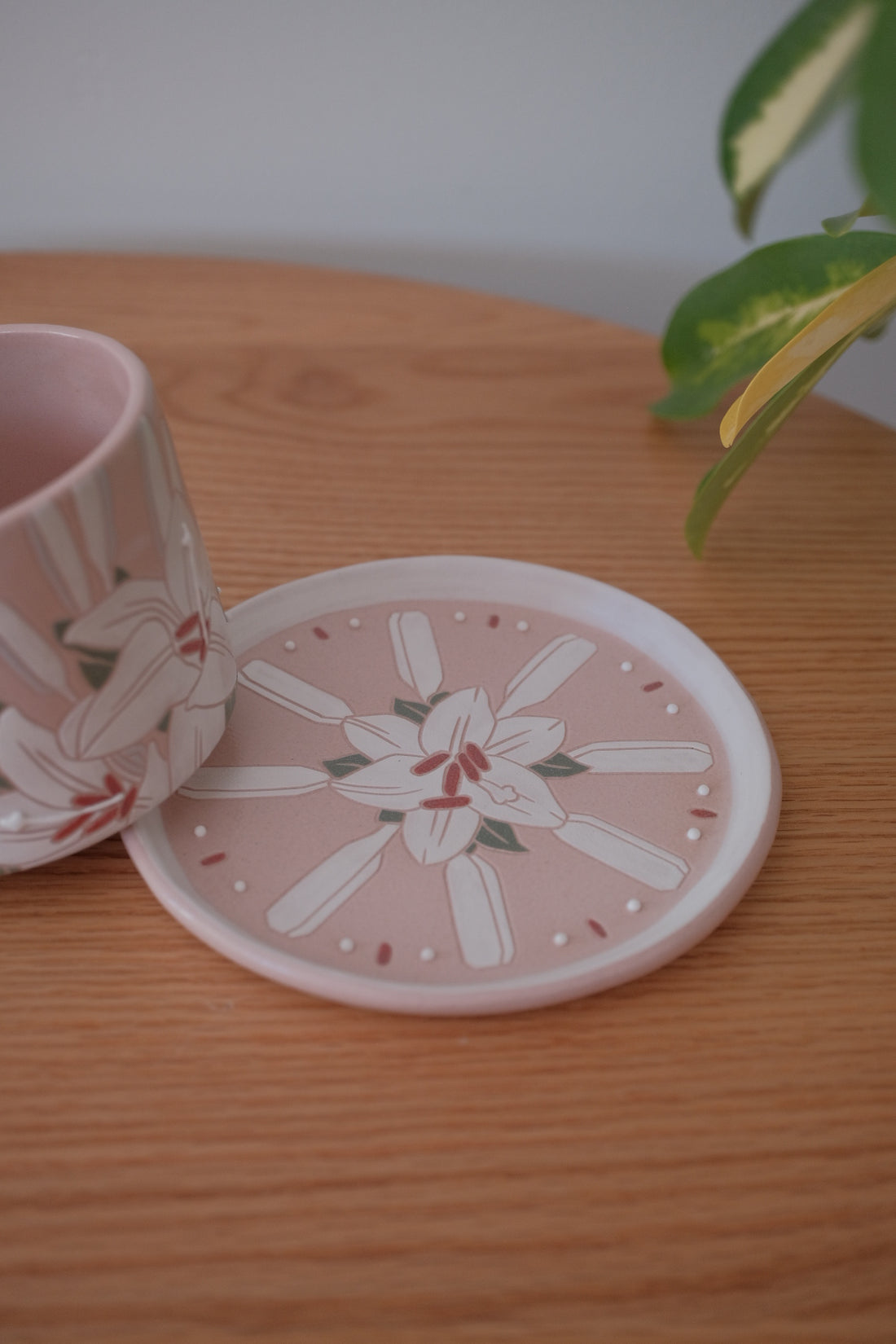 BAIYA Studio Pink Lily Coffee Mug w Saucer