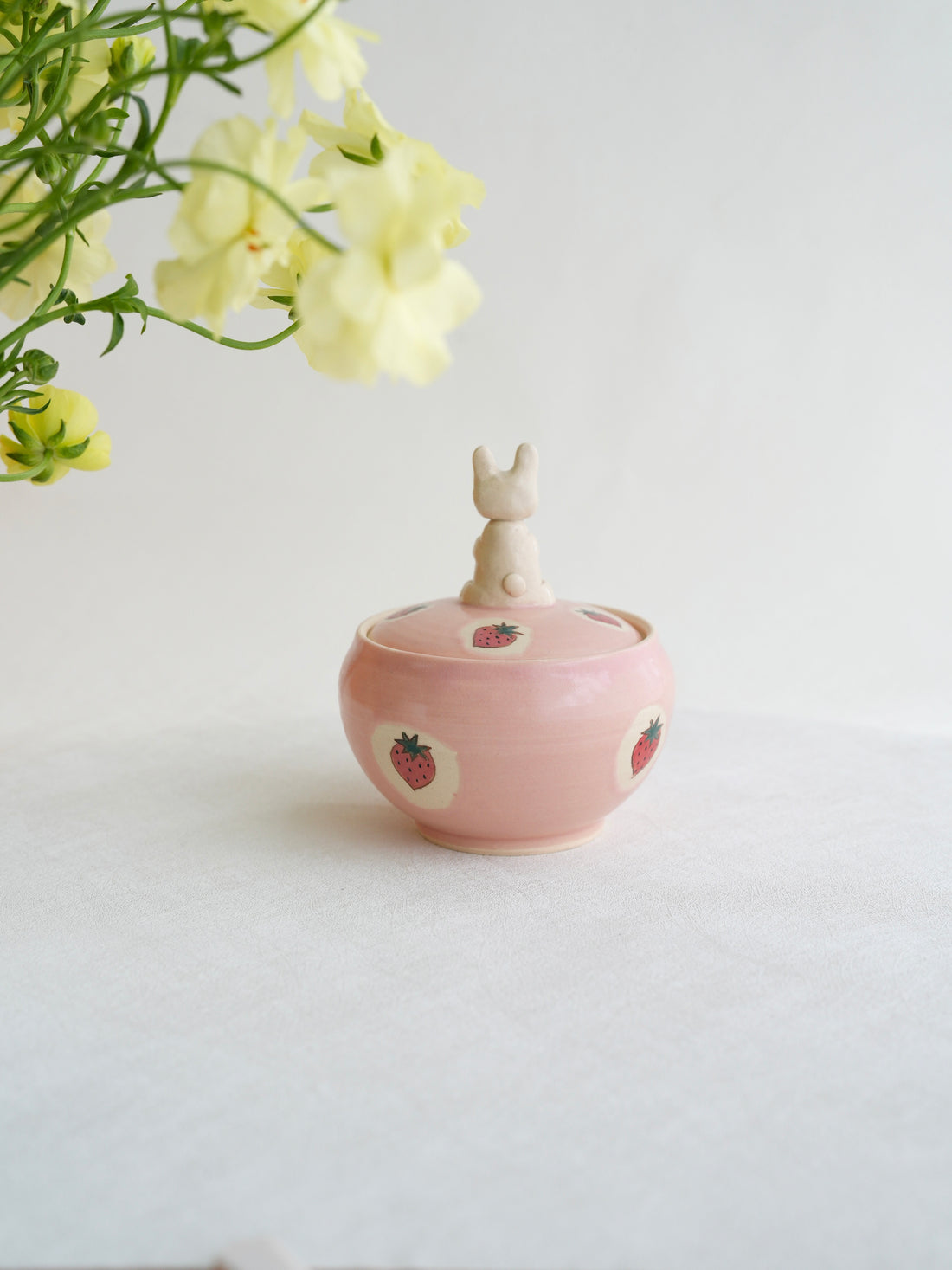 Fumiko Kondo 近藤布美子 - Pink Rabbit Container with Lid FK33
