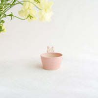 Fumiko Kondo 近藤布美子 - Pink Rabbit Dipping Dish with Handle FK27