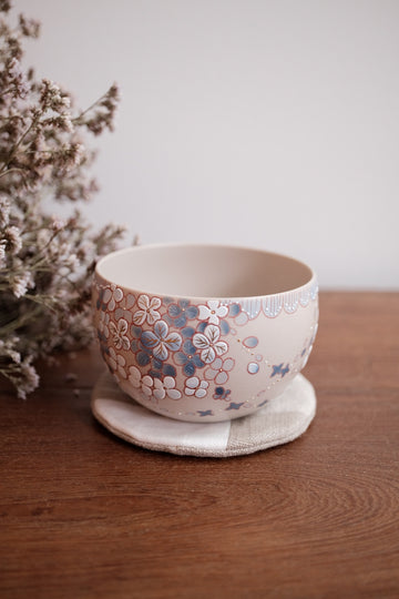 Baizhi Studio-Gilding Hydrangea Coffee/Tea Egg Shape Cup