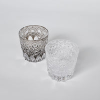 Edo Kiriko Whisky Glass Rock Glass "Large Chrysanthemum" White by Junichi Nabetani, Master of traditional crafts