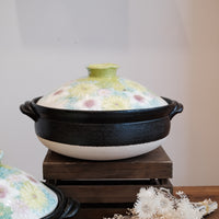 Setoware Flower Donabe Claypot - Green