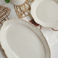 Mashiko Pottery Minimalist lace-edged plate