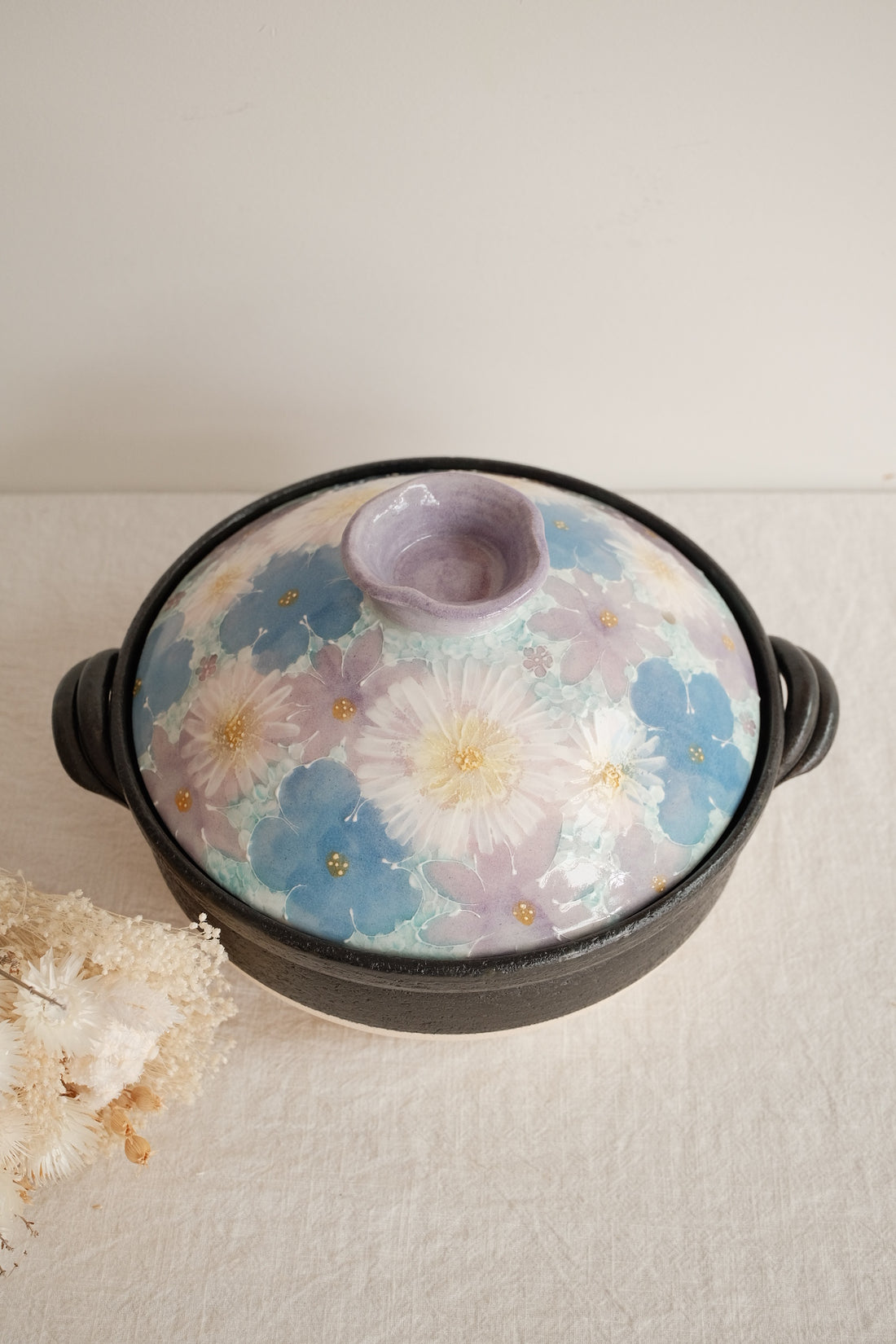 Setoware Flower Donabe Claypot - Size 8