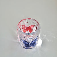 Edo Kiriko Whisky Glass Rock Glass "Butterfly" Purple/Red by Junichi Nabetani, Master of traditional crafts