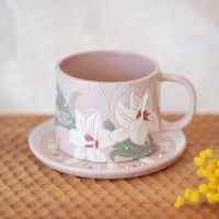 BAIYA Studio Pink Lily Coffee Mug w Saucer